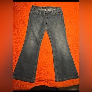 a.n.a Women's junior Wide stretch long Leg Jeans in Dark Blue size 12P